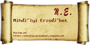Mihályi Erzsébet névjegykártya